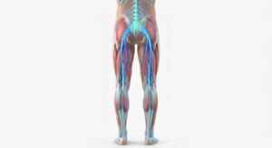 다리 저림 현상을 시각화한 의학적 3D 일러스트